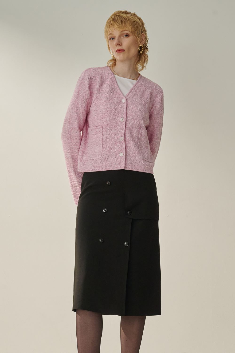SST&C Cherry Blossom Pink Tweed Cardigan | 8662309004  (Outlet)_3
