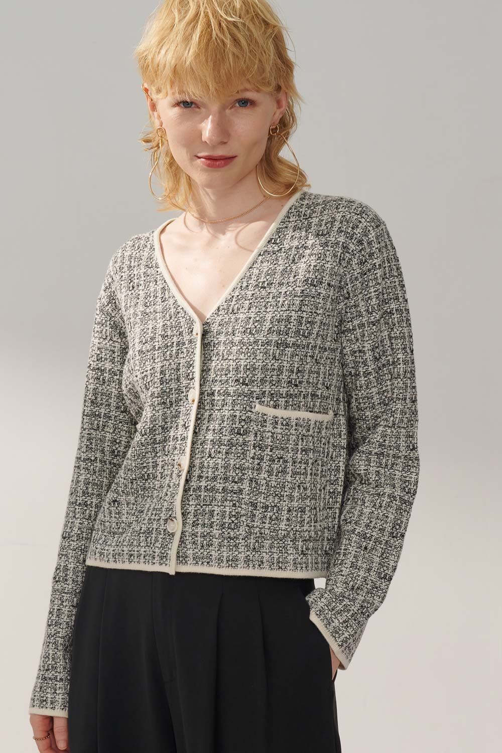 SST&C White Small Fragrant Duffle Cardigan Sweater | 8662309005  (Outlet)_1