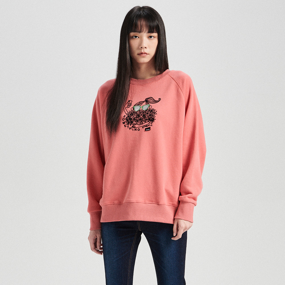 SOMETHING｜女裝｜寬版刷毛厚長袖T恤