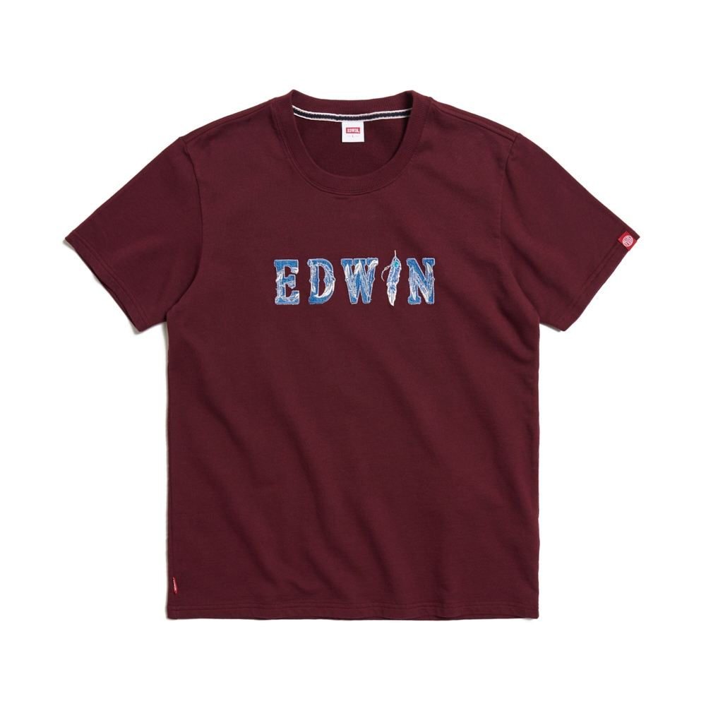 EDWIN｜BLUE TRIP｜男裝｜羽毛紋牛仔貼布印花短袖T恤