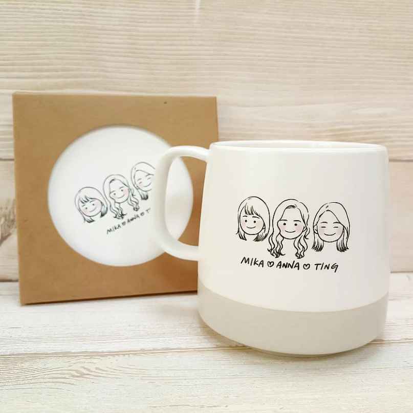 【客自畫】Q版頭像_六色磨砂杯+杯墊組(附贈手機桌布)_0