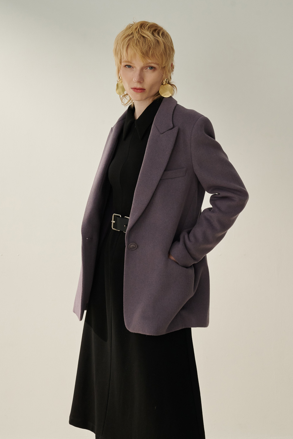 SST&C Gray and Purple Short Wool Coat | 8962309002  (Outlet)_0