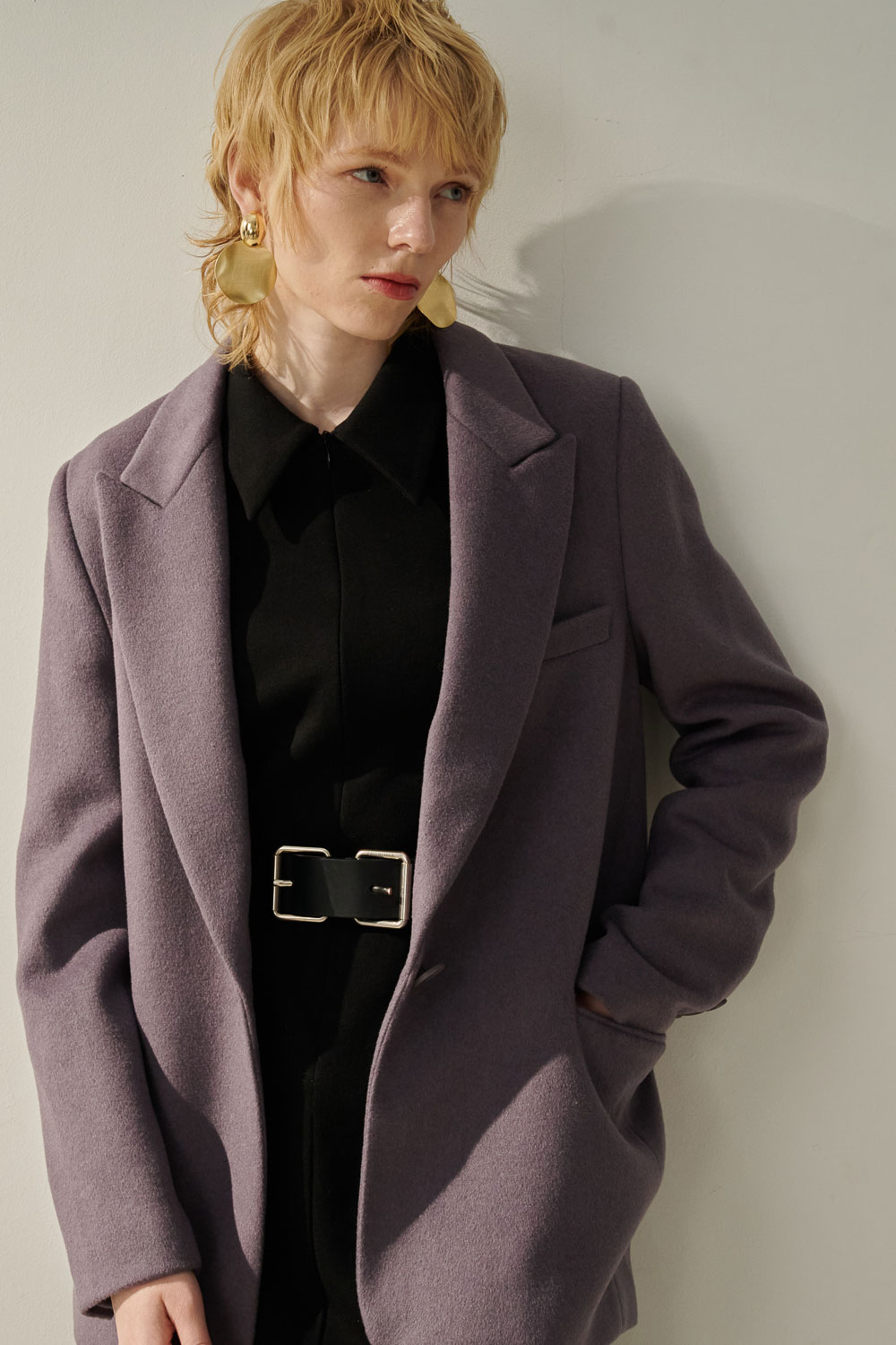 SST&C Gray and Purple Short Wool Coat | 8962309002  (Outlet)_1