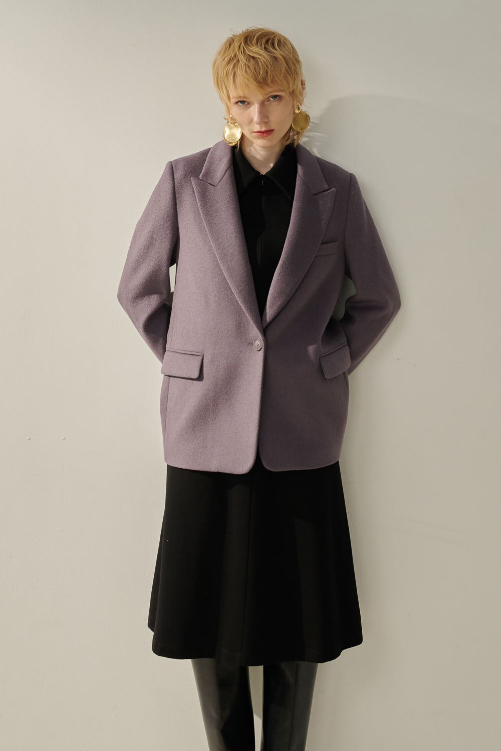 SST&C Gray and Purple Short Wool Coat | 8962309002  (Outlet)_2