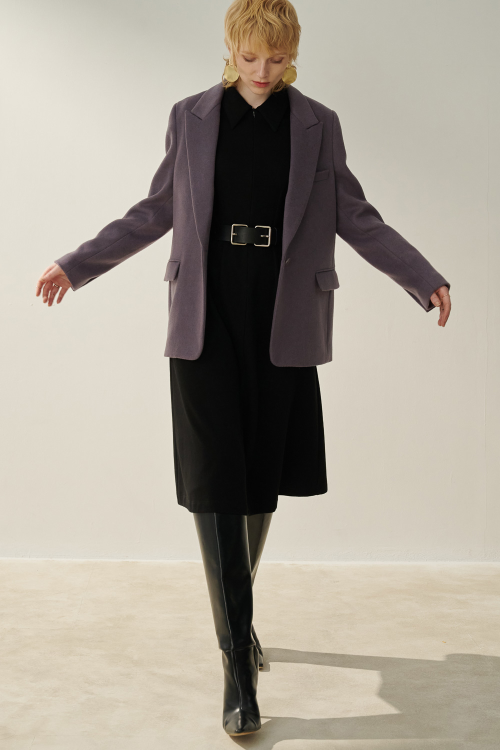SST&C Gray and Purple Short Wool Coat | 8962309002  (Outlet)_3