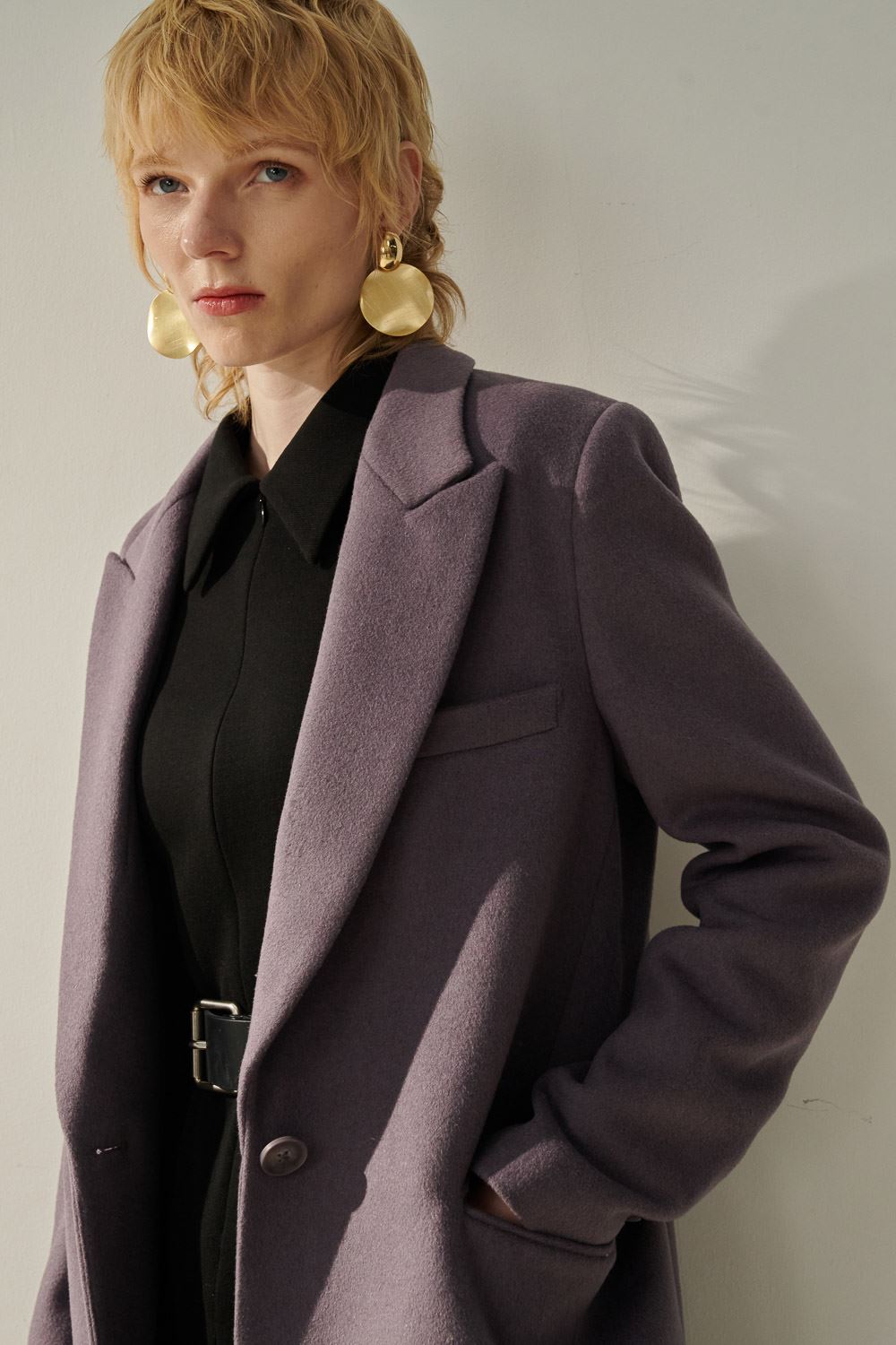 SST&C Gray and Purple Short Wool Coat | 8962309002  (Outlet)_4