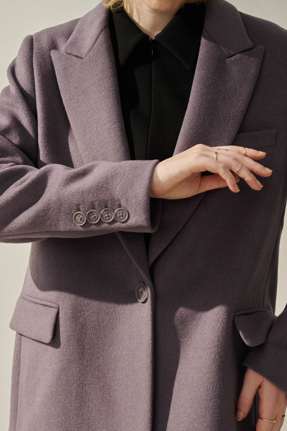SST&C Gray and Purple Short Wool Coat | 8962309002  (Outlet)_5