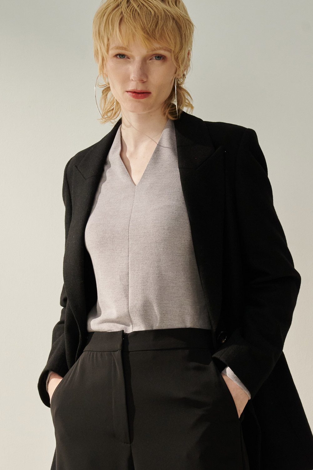 SST&C Black Cropped Wool Coat | 8962309003  (Outlet)_1