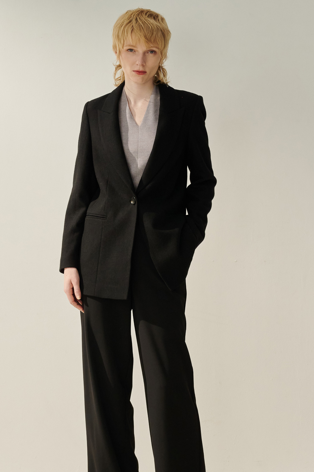 SST&C Black Cropped Wool Coat | 8962309003  (Outlet)_2