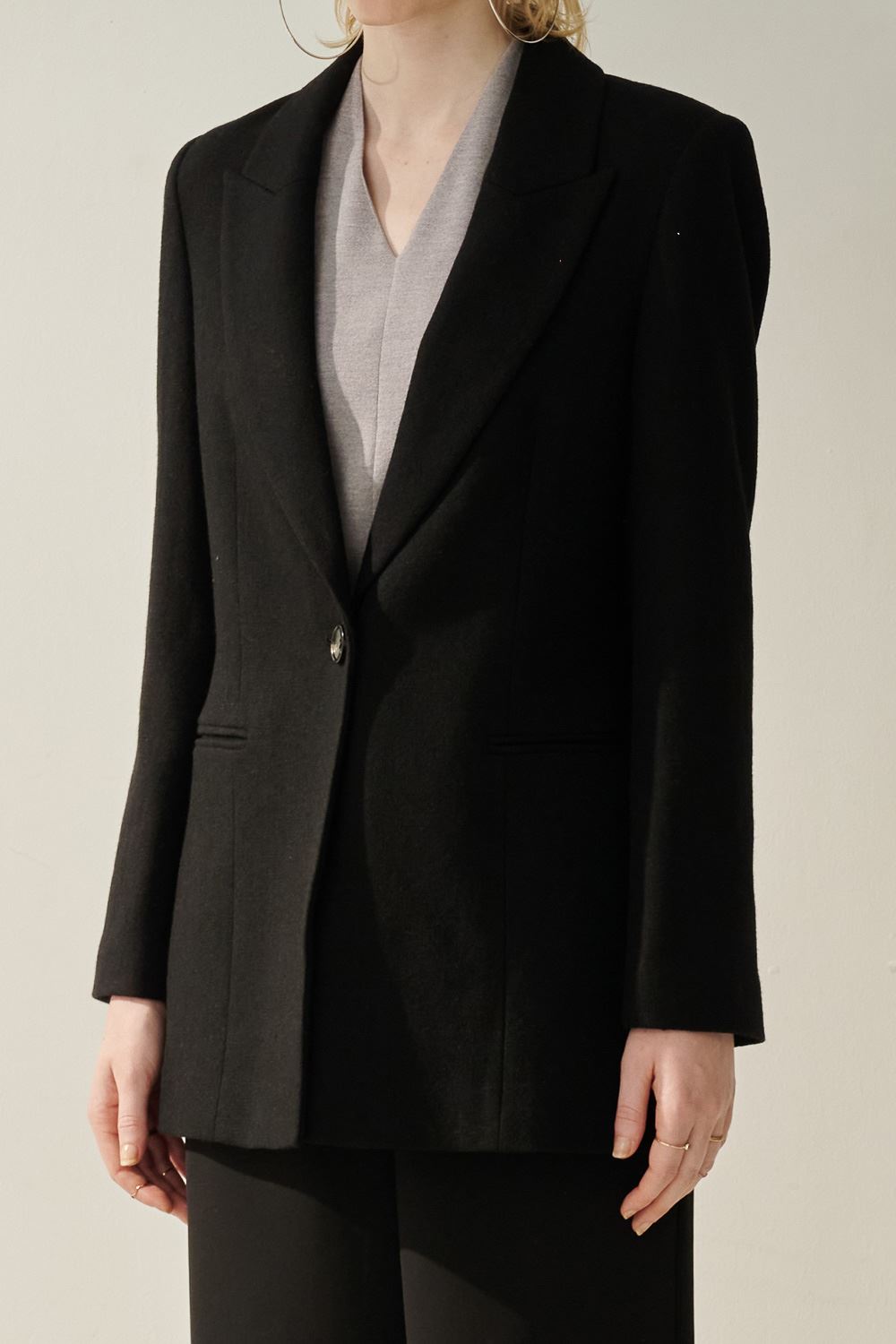 SST&C Black Cropped Wool Coat | 8962309003  (Outlet)_5