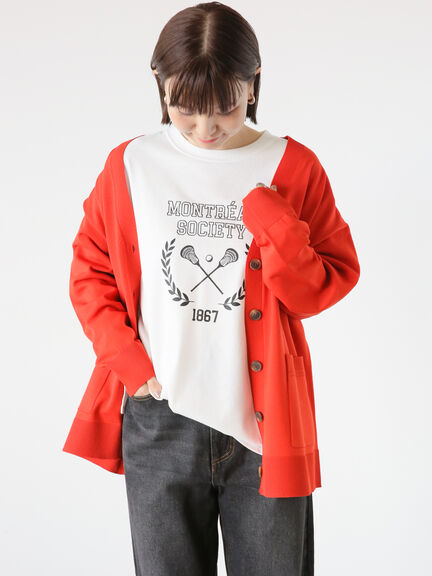 休閒感運動圖案打印長袖上衣(FD33L1C1280) - Lugnoncure