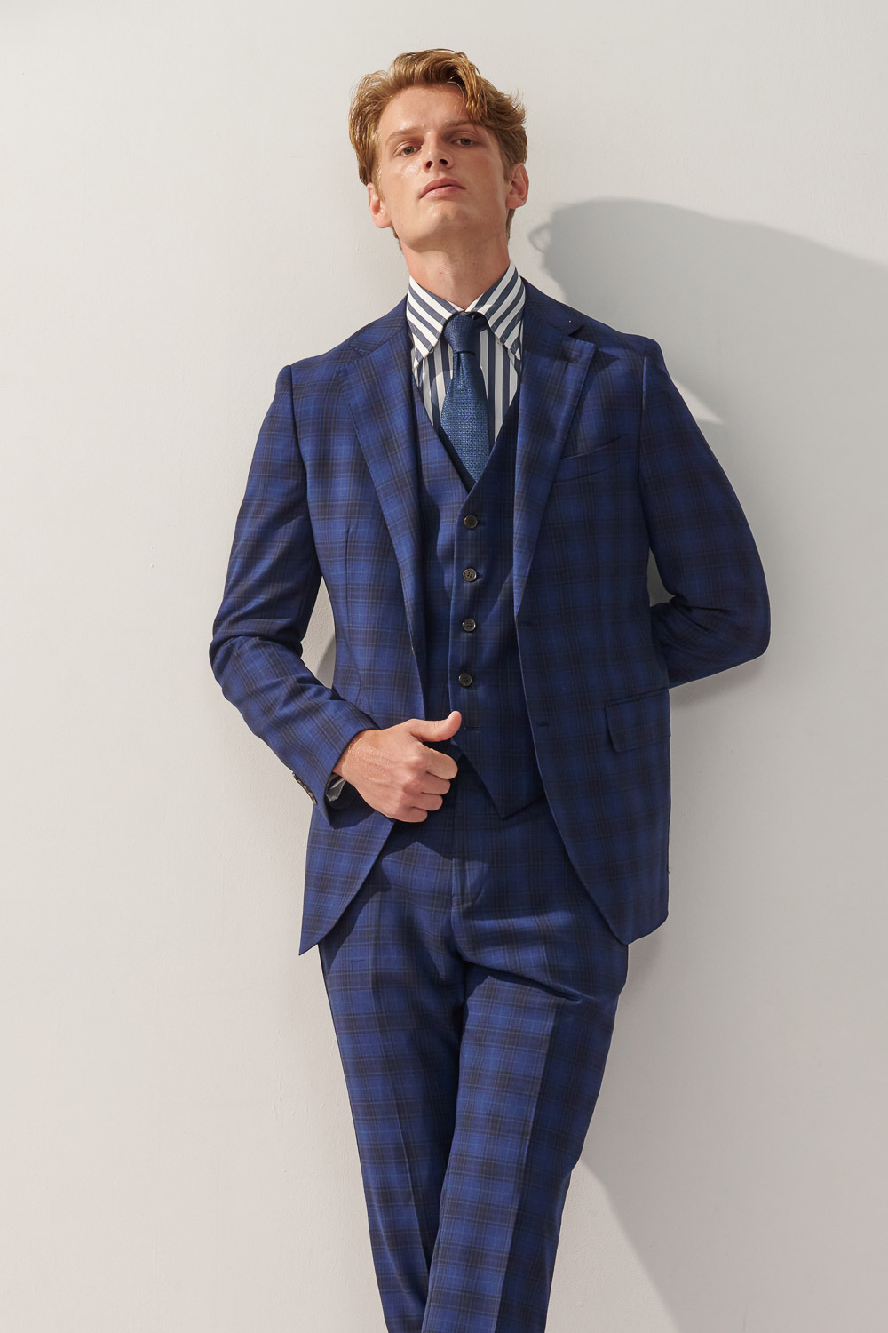 SST&C Milan Series Navy Blue Check Pattern Slim Fit Suit Vest | 0512309003  (Outlet)_2