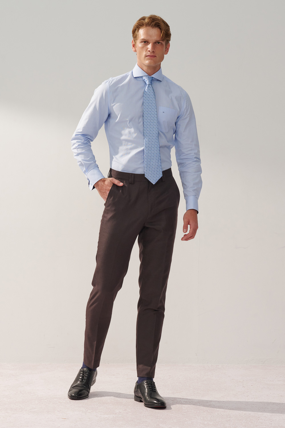 SST&C Coffee Texture Machine Washable Slim Fit Suit Trousers | 0212309007  (Outlet)_2