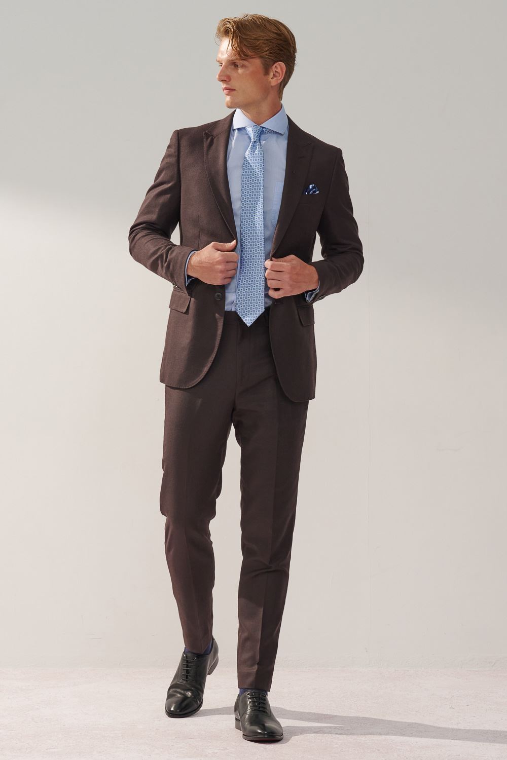 SST&C Coffee Texture Machine Washable Slim Fit Suit Trousers | 0212309007  (Outlet)_3