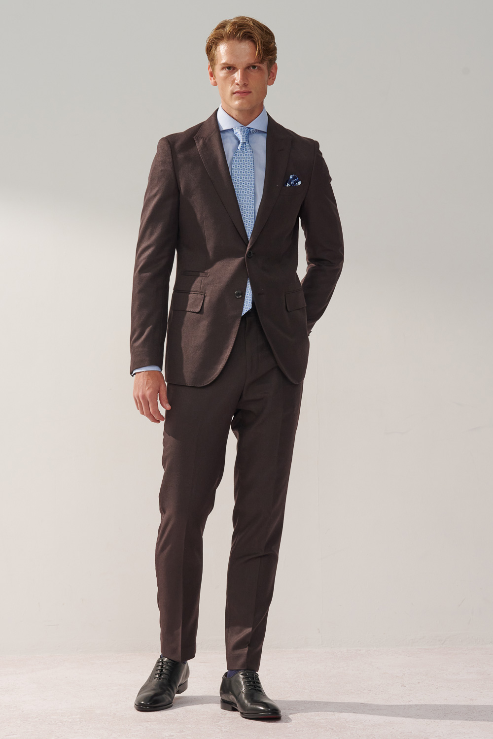 SST&C Coffee Texture Machine Washable Slim Fit Suit Trousers | 0212309007  (Outlet)_5