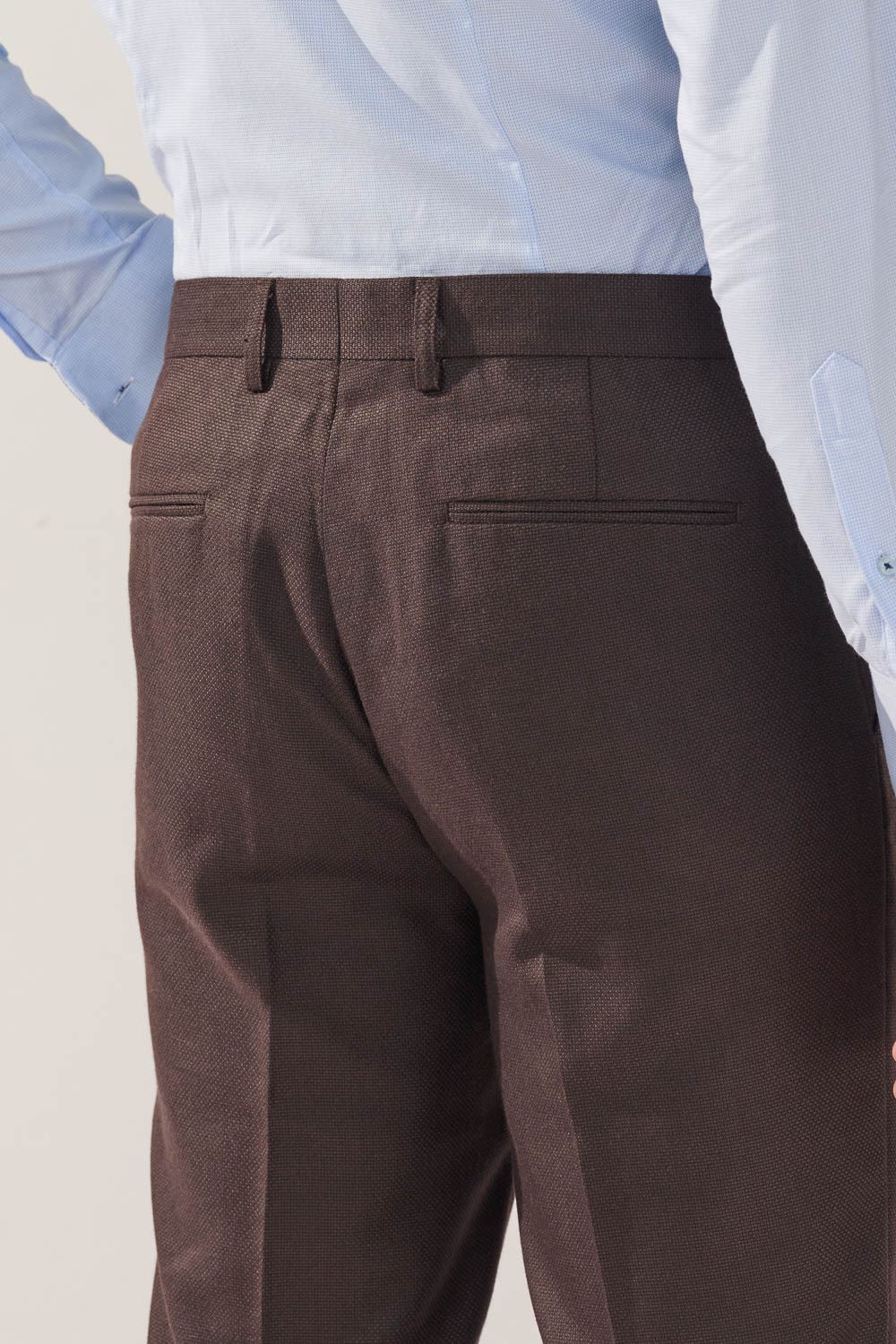 SST&C Coffee Texture Machine Washable Slim Fit Suit Trousers | 0212309007  (Outlet)_6