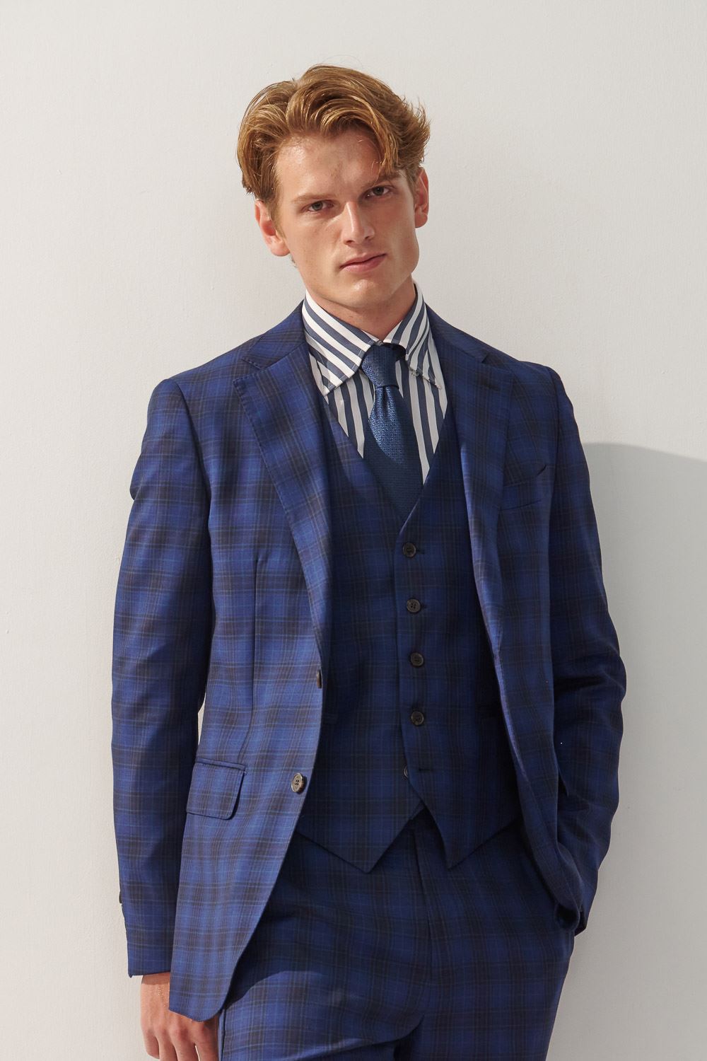 SST&C #Milan Series  Navy Blue Check Pattern Slim Fit Suit Jacket | 0112309003  (Outlet)_0