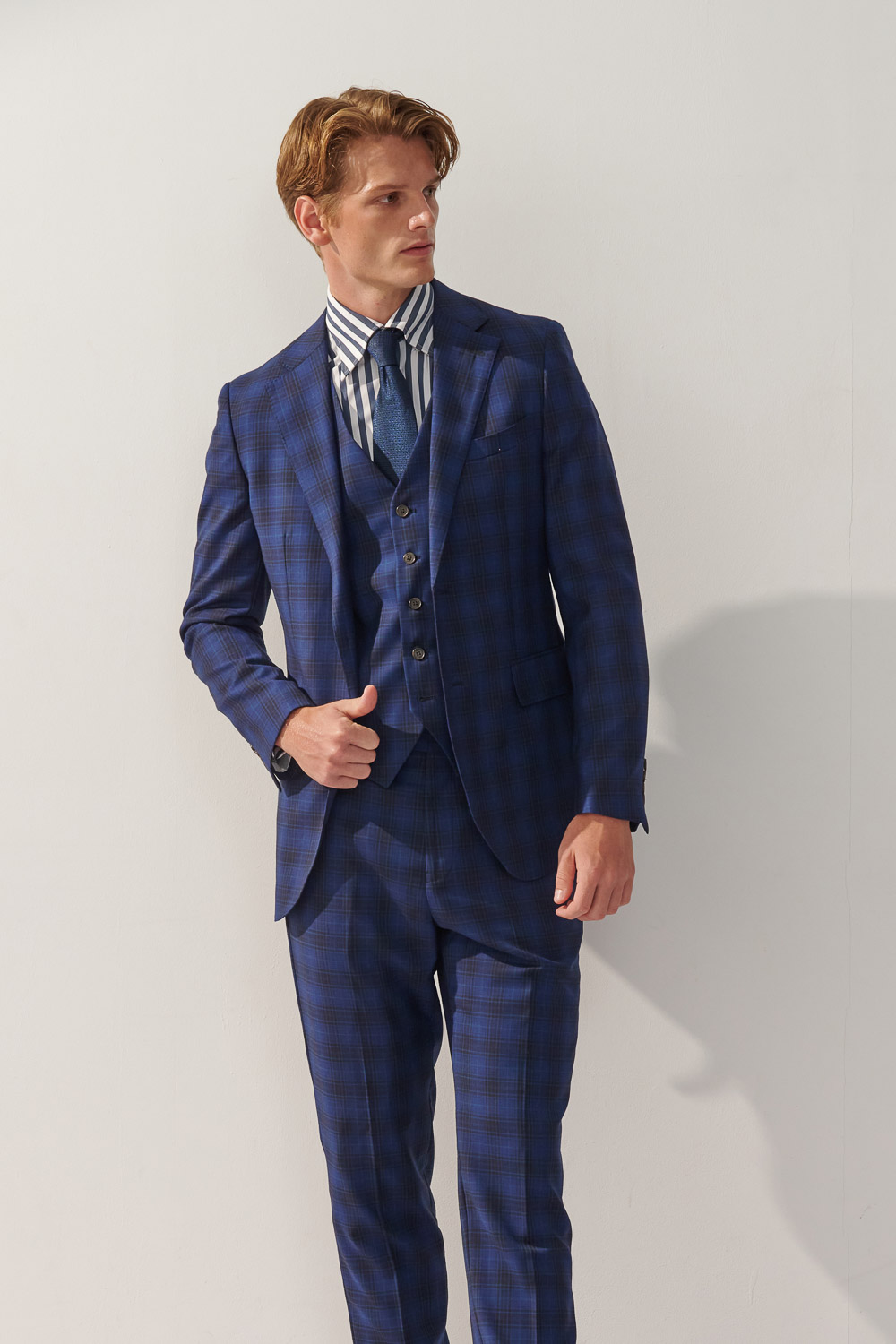 SST&C #Milan Series  Navy Blue Check Pattern Slim Fit Suit Jacket | 0112309003  (Outlet)_2