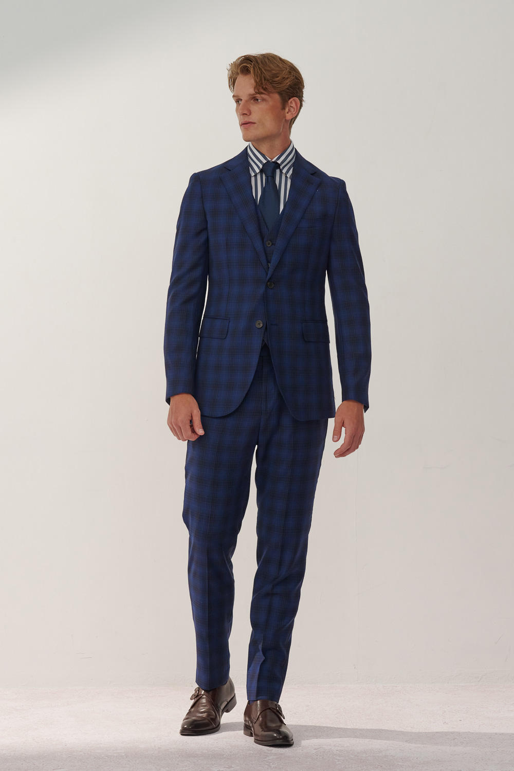 SST&C #Milan Series  Navy Blue Check Pattern Slim Fit Suit Jacket | 0112309003  (Outlet)_3