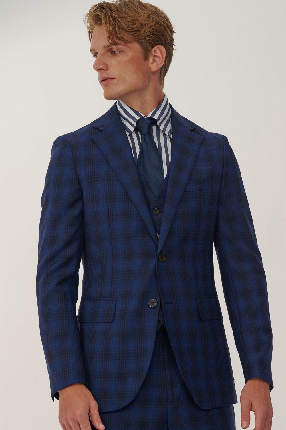 SST&C #Milan Series  Navy Blue Check Pattern Slim Fit Suit Jacket | 0112309003  (Outlet)_5