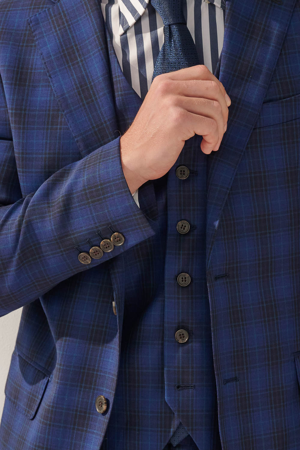 SST&C #Milan Series  Navy Blue Check Pattern Slim Fit Suit Jacket | 0112309003  (Outlet)_6