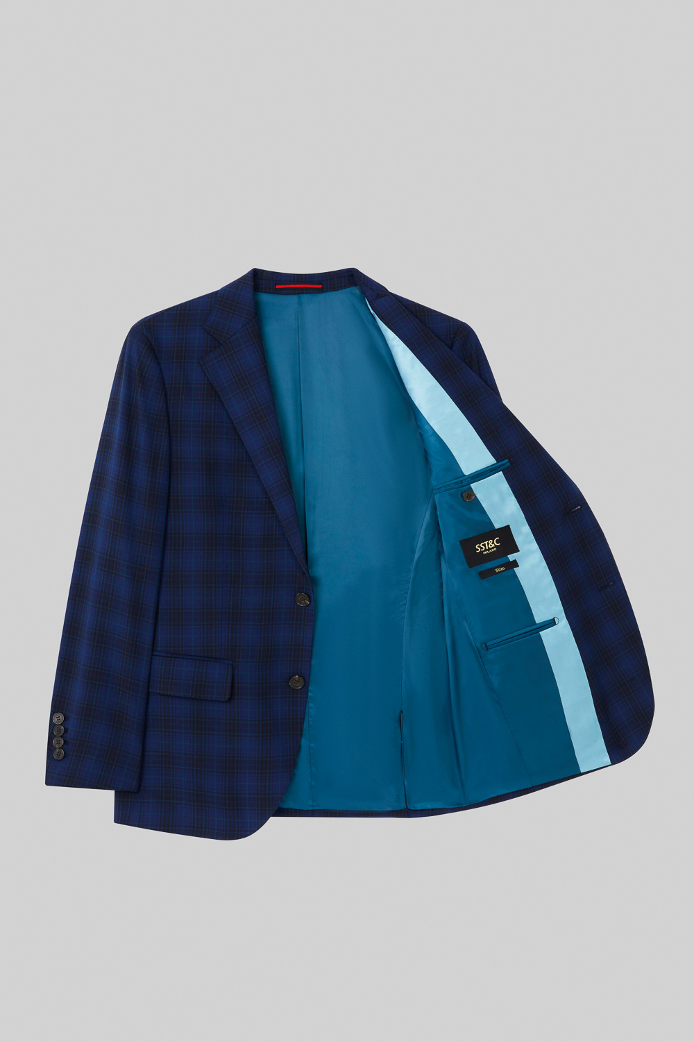 SST&C #Milan Series  Navy Blue Check Pattern Slim Fit Suit Jacket | 0112309003  (Outlet)_8
