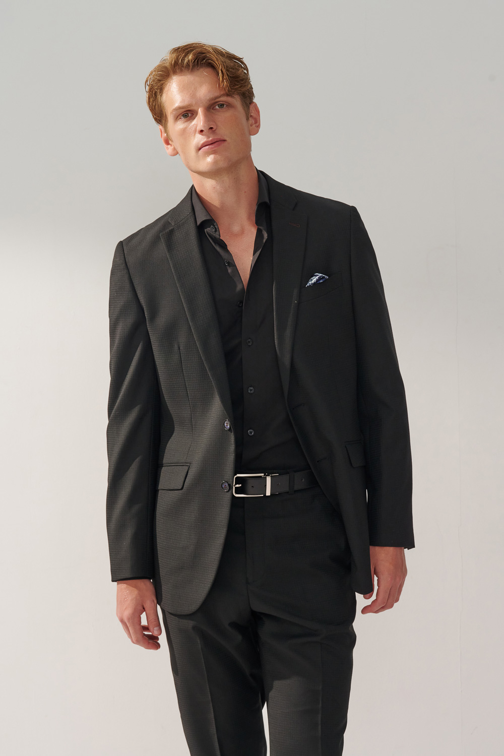SST&C Black Textured Machine Washable Classic Fit Suit Jacket | 0112309005  (Outlet)_1