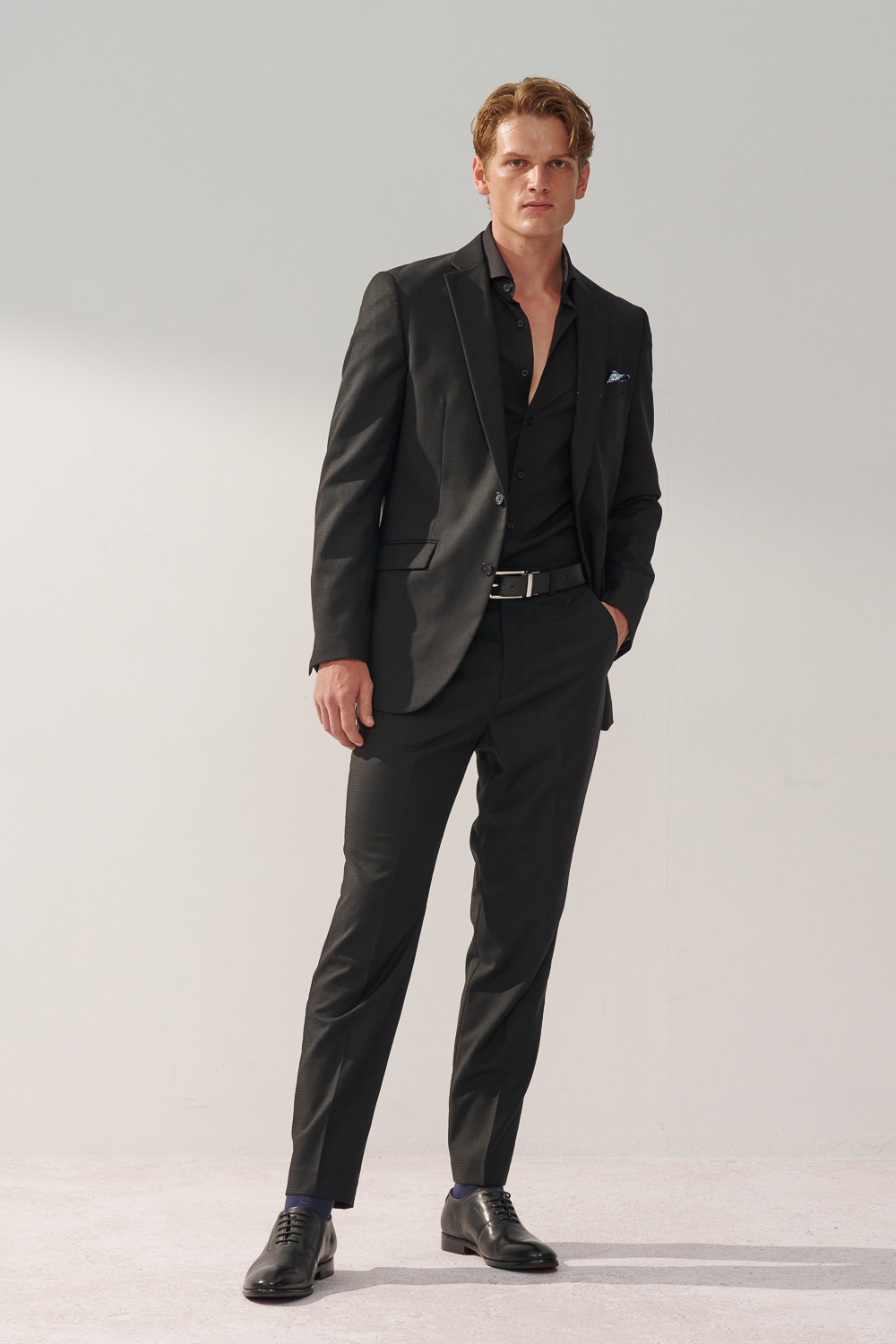 SST&C Black Textured Machine Washable Classic Fit Suit Jacket | 0112309005  (Outlet)_3