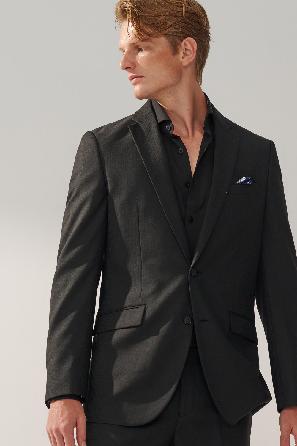SST&C Black Textured Machine Washable Classic Fit Suit Jacket | 0112309005  (Outlet)_5