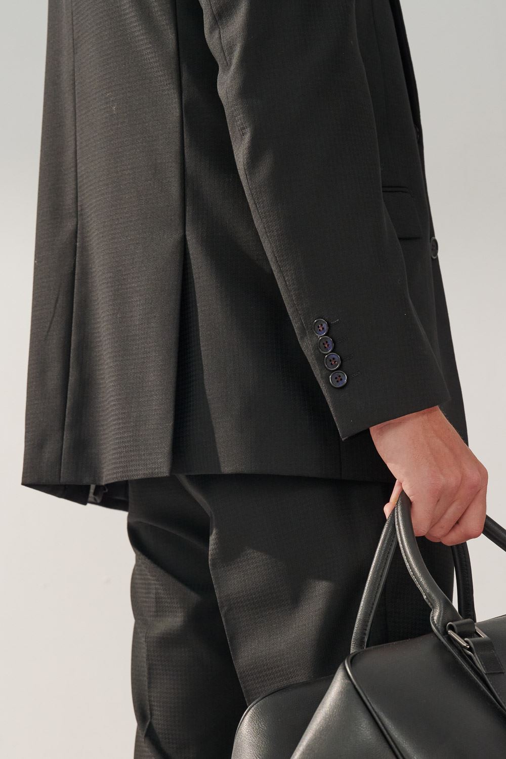 SST&C Black Textured Machine Washable Classic Fit Suit Jacket | 0112309005  (Outlet)_6