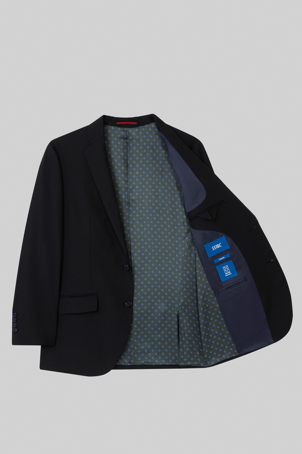 SST&C Black Textured Machine Washable Classic Fit Suit Jacket | 0112309005  (Outlet)_8