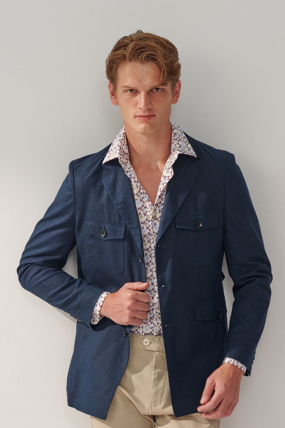SST&C Navy Linen Hunting Jacket | 0612309009  (Outlet)_1