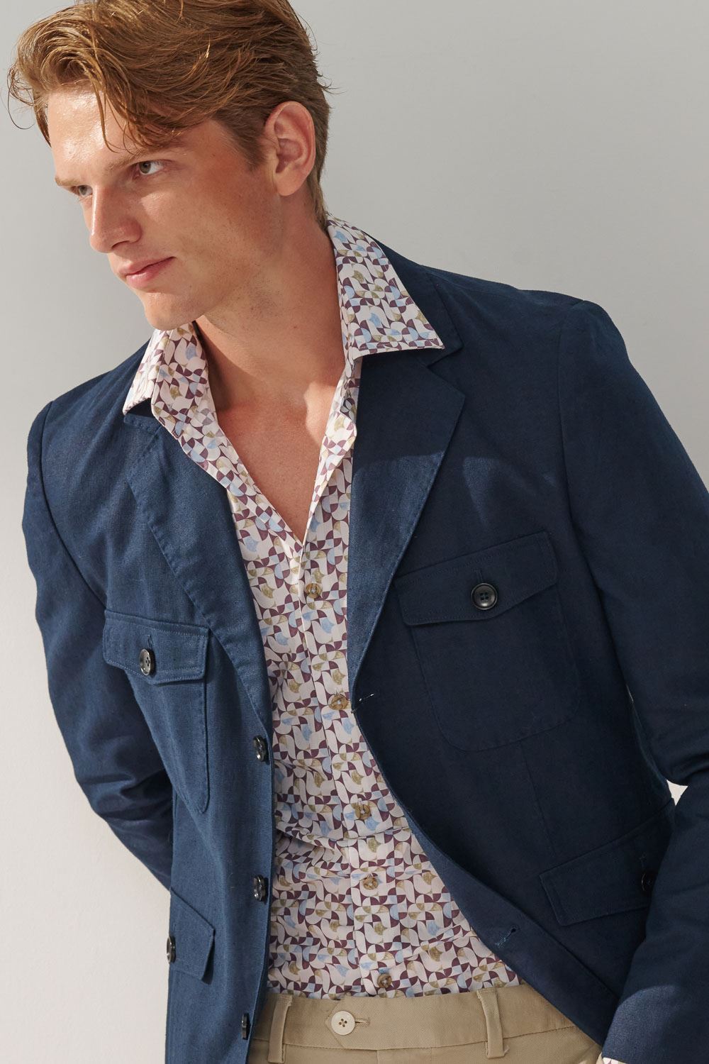 SST&C Navy Linen Hunting Jacket | 0612309009  (Outlet)_2