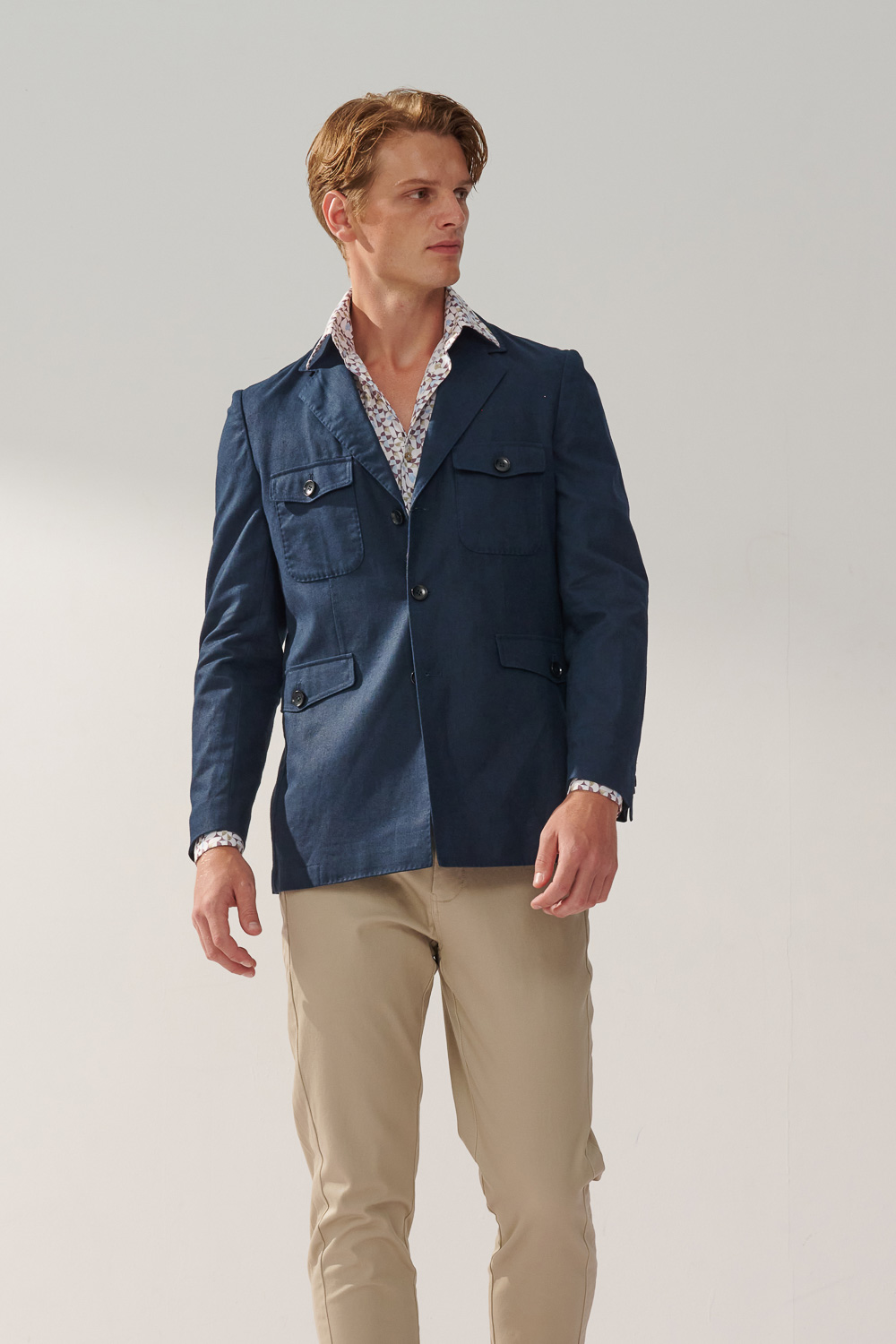 SST&C Navy Linen Hunting Jacket | 0612309009  (Outlet)_3