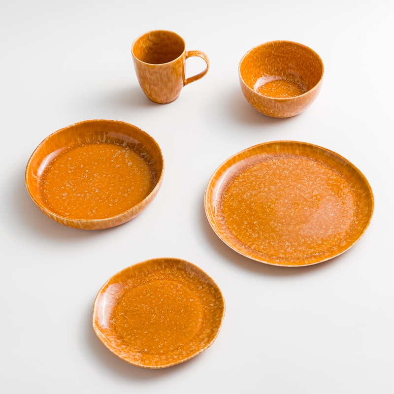 WAGA 斑斕亮釉 19cm 陶瓷盤｜橘｜單品_4