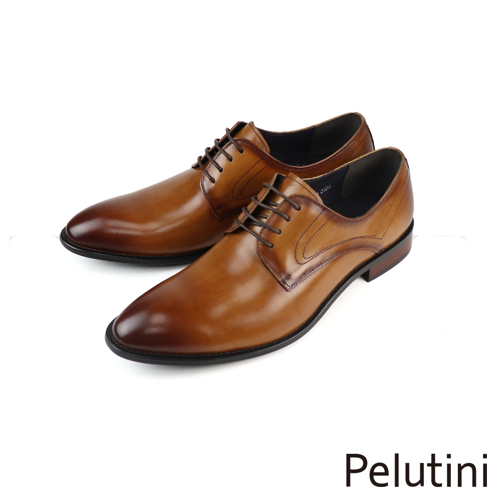 【Pelutini】經典漸層刷色綁帶德比鞋  棕色(312033-BR)