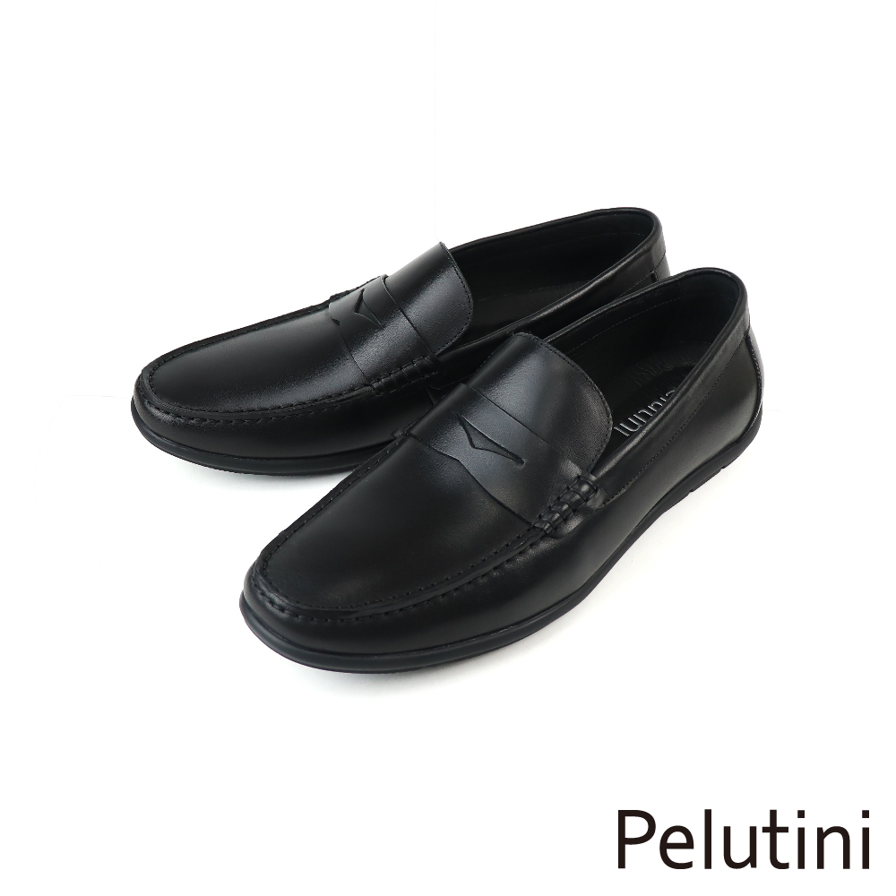 【Pelutini】經典素面便士樂福鞋  黑色(318038-BL)