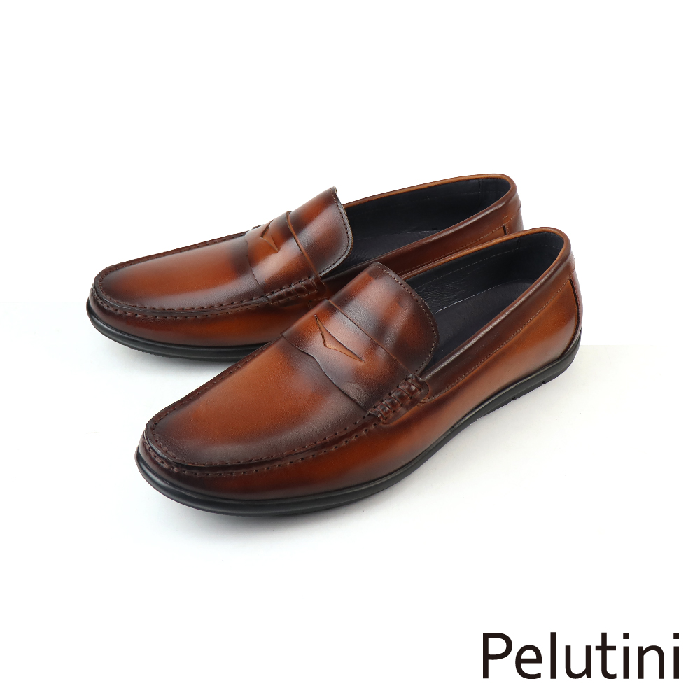 【Pelutini】經典素面便士樂福鞋  棕色(318038-BR)