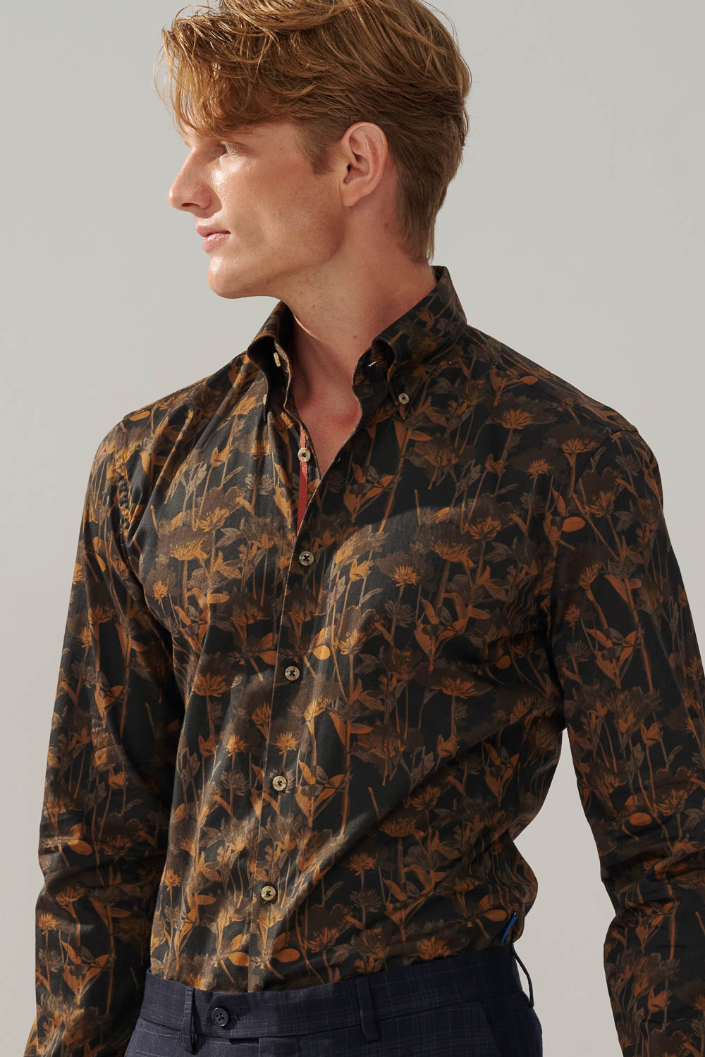 SST&C #Comfortable Cotton  Black Bottom Orange Brown Large Print Standard Shirt | 0312310013  (Outlet)_1