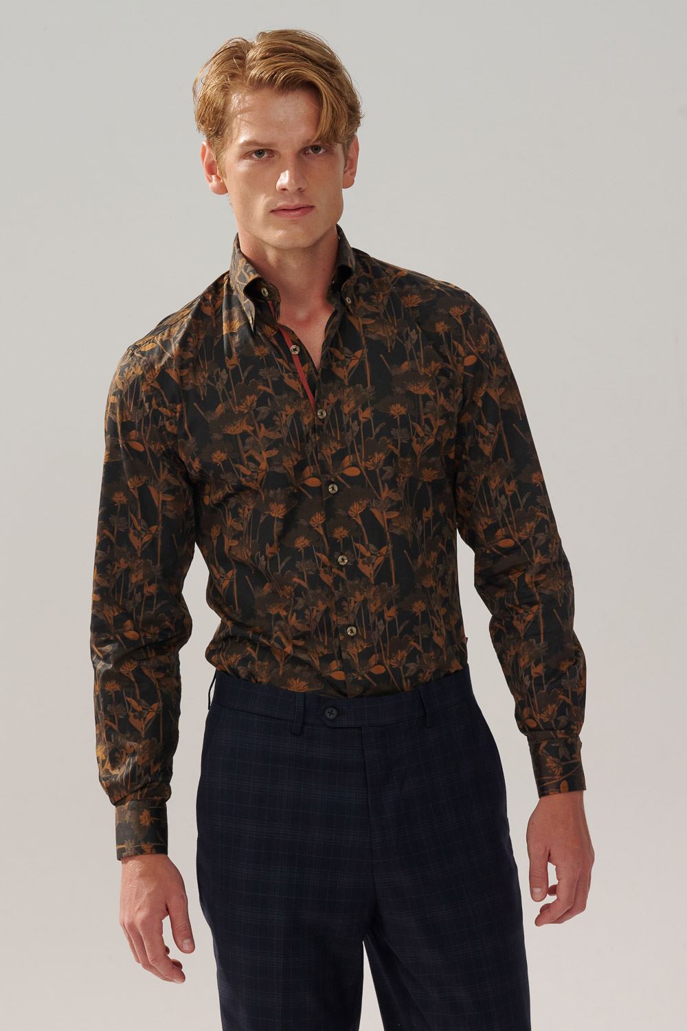 SST&C #Comfortable Cotton  Black Bottom Orange Brown Large Print Standard Shirt | 0312310013  (Outlet)_2