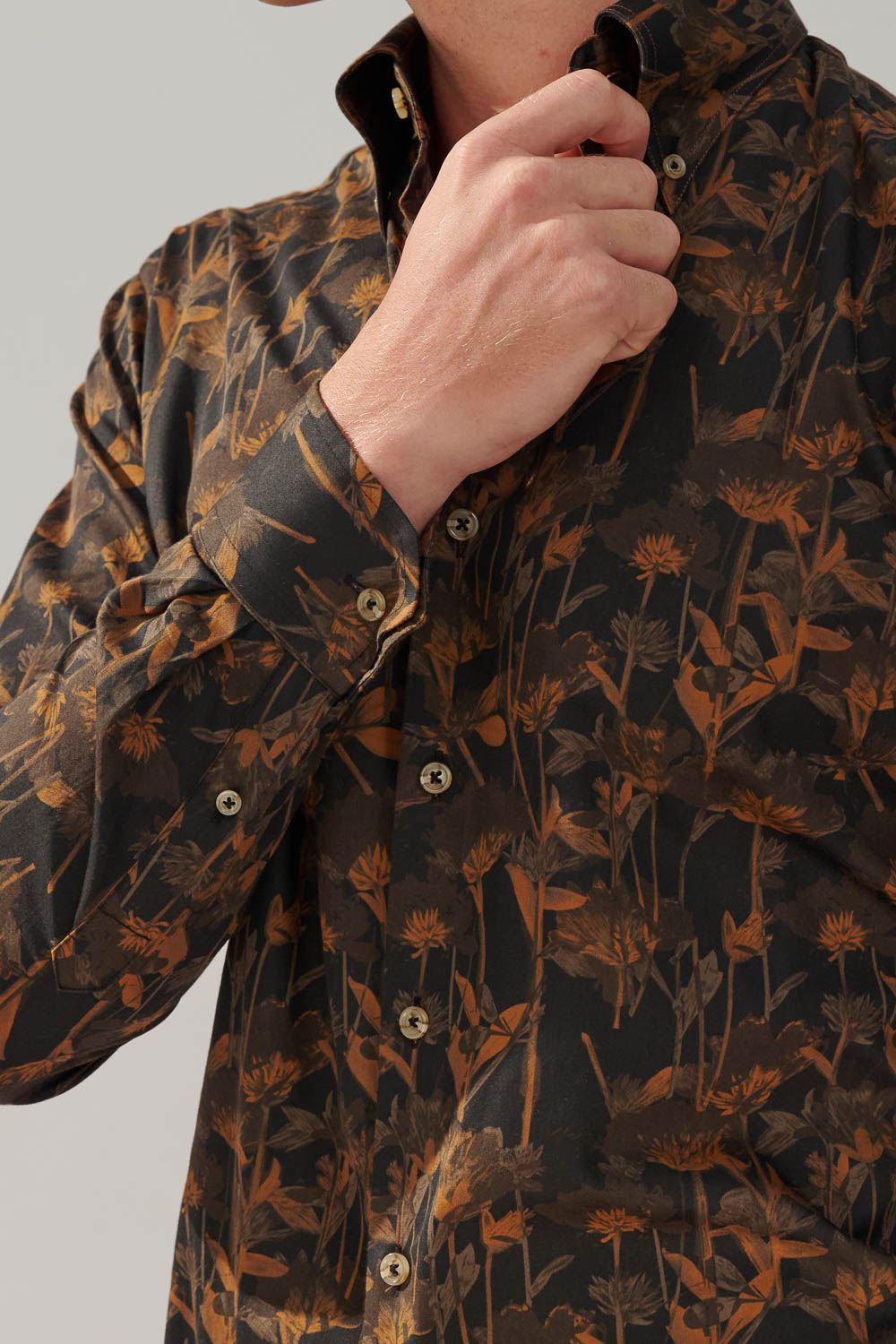 SST&C #Comfortable Cotton  Black Bottom Orange Brown Large Print Standard Shirt | 0312310013  (Outlet)_6