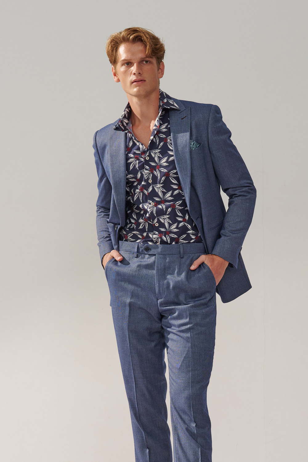 SST&C #Comfortable Cotton  Navy Blue Bottom Large Print Slim Fit Shirt | 0312310022  (Outlet)_4