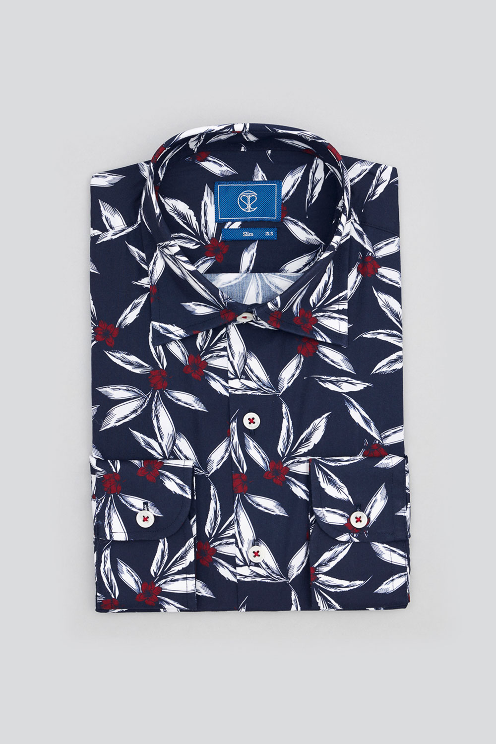 SST&C #Comfortable Cotton  Navy Blue Bottom Large Print Slim Fit Shirt | 0312310022  (Outlet)_7