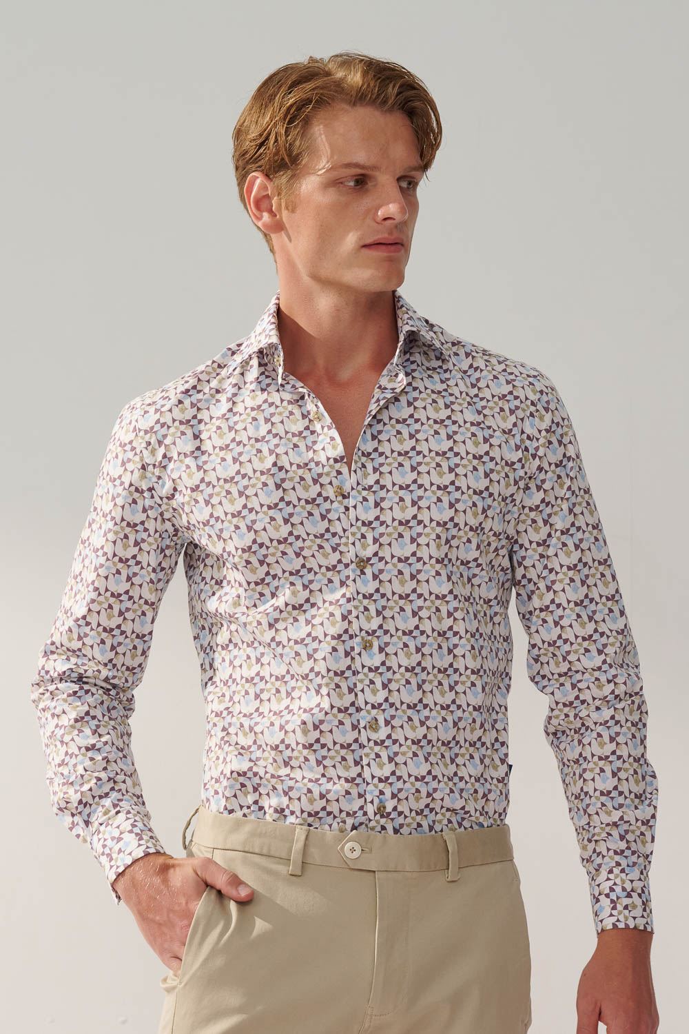 SST&C #Comfortable Cotton  Geometric Print Slim Fit Shirt | 0312310023  (Outlet)_0