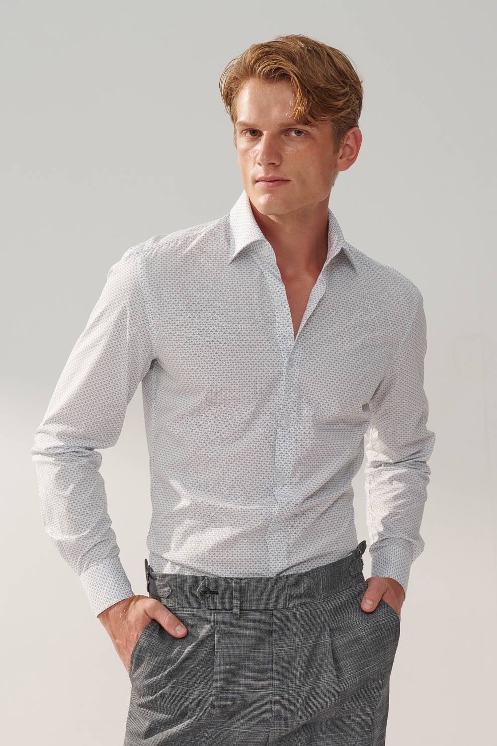 SST&C #Elastic Fit  White Diamond Print Slim Fit Shirt | 0312310021  (Outlet)_0