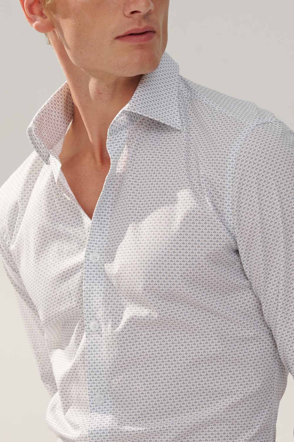 SST&C #Elastic Fit  White Diamond Print Slim Fit Shirt | 0312310021  (Outlet)_3