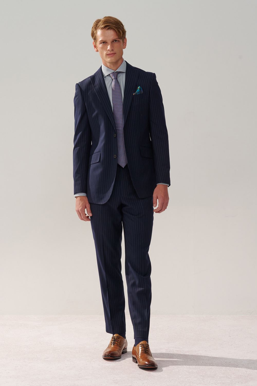 SST&C Navy Striped Pattern Slim Fit Suit Trousers | 0212310001  (Outlet)_0