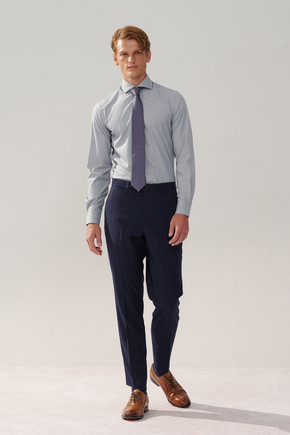 SST&C Navy Striped Pattern Slim Fit Suit Trousers | 0212310001  (Outlet)_3