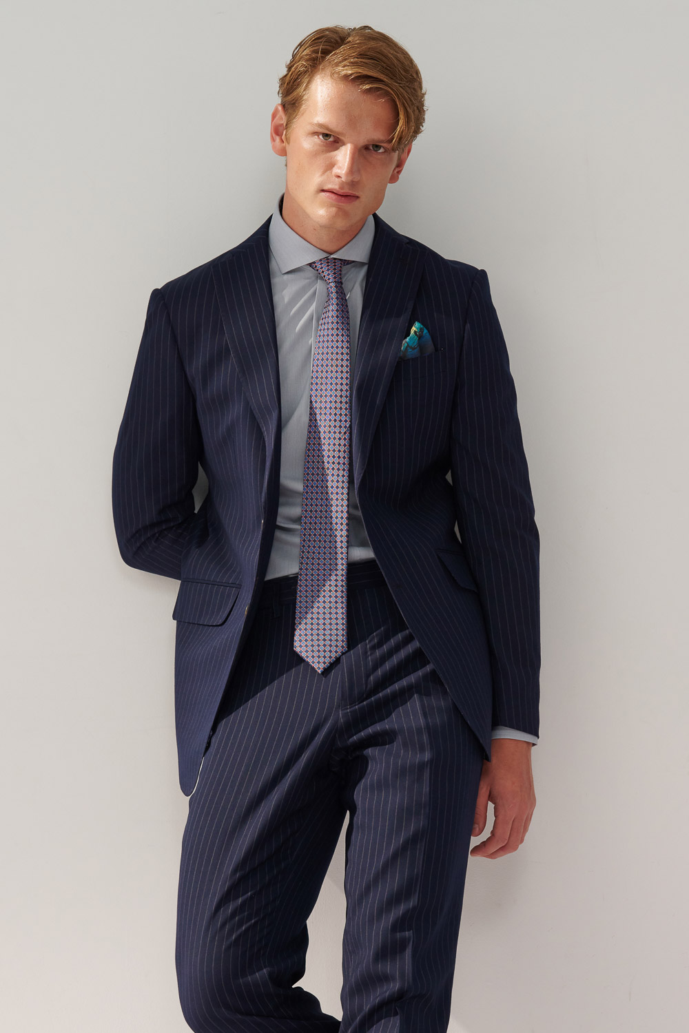 SST&C Navy Striped Pattern Slim Fit Suit Trousers | 0212310001  (Outlet)_5