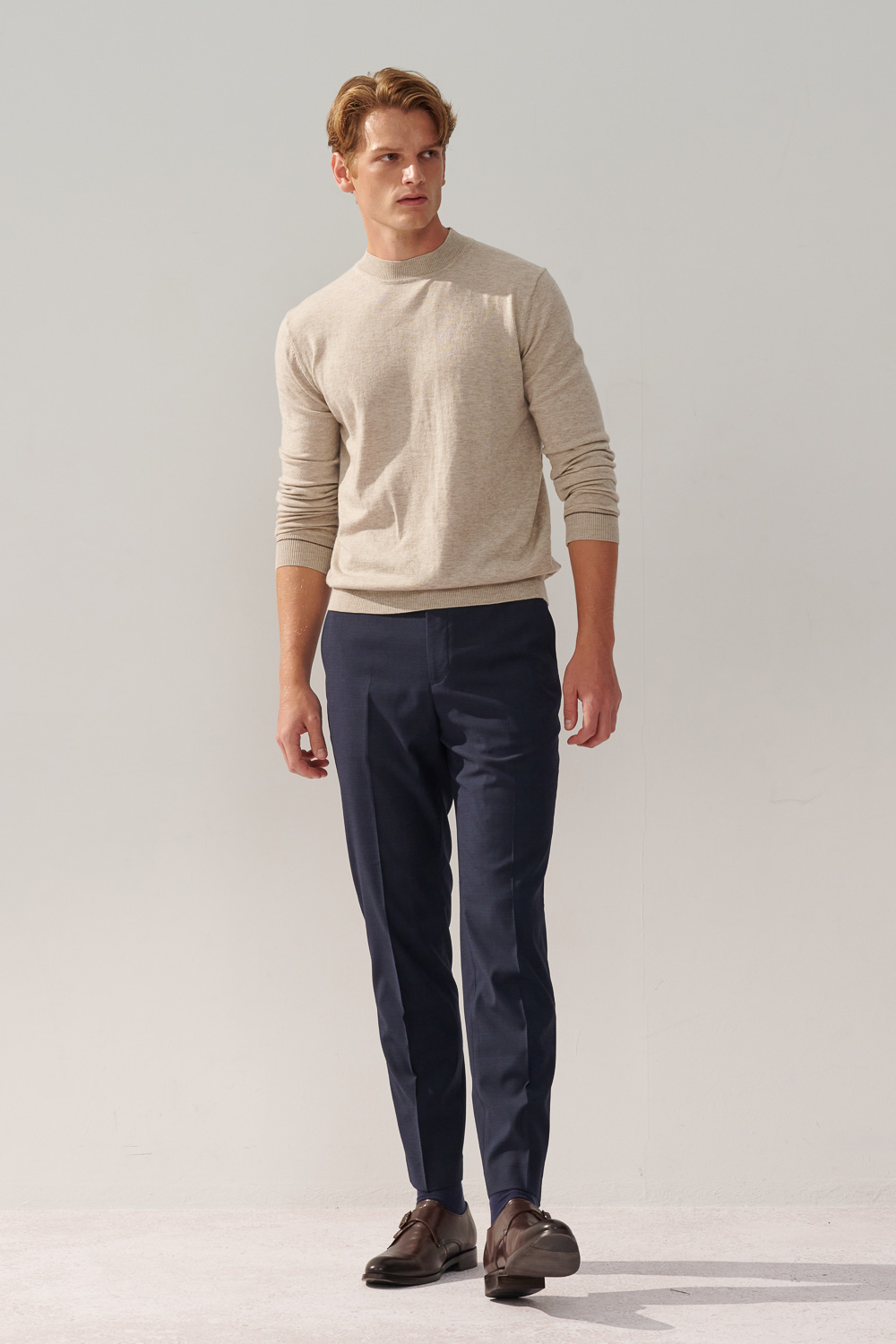 SST&C Navy Check Pattern Slim Fit Suit Trousers | 0212310002  (Outlet)_0